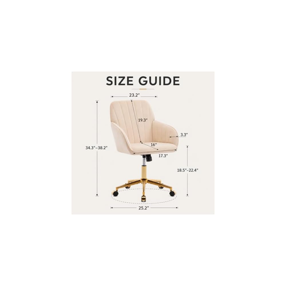 TY Velvet Office Chair, Adjustable Swivel Desk Chair with Arms