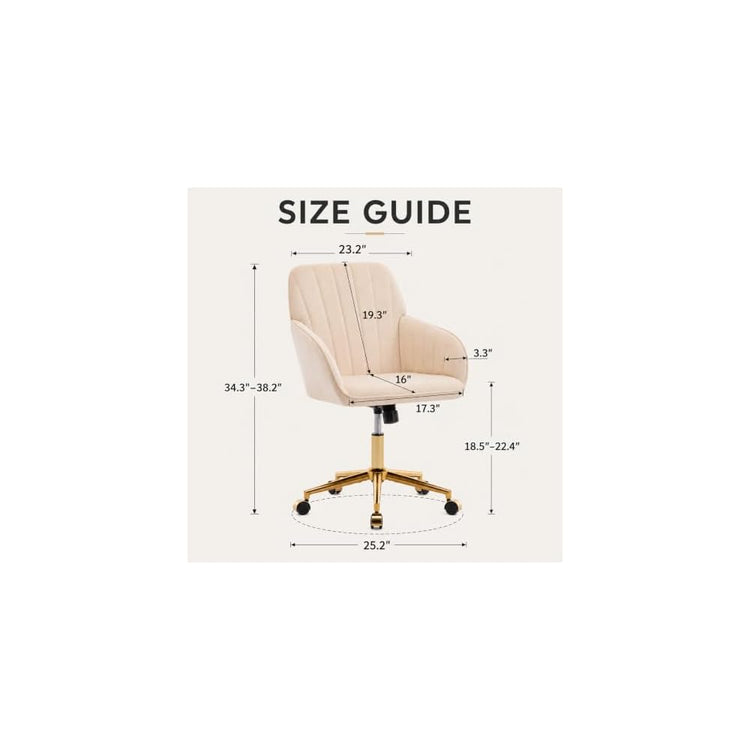 TY Velvet Office Chair, Adjustable Swivel Desk Chair with Arms