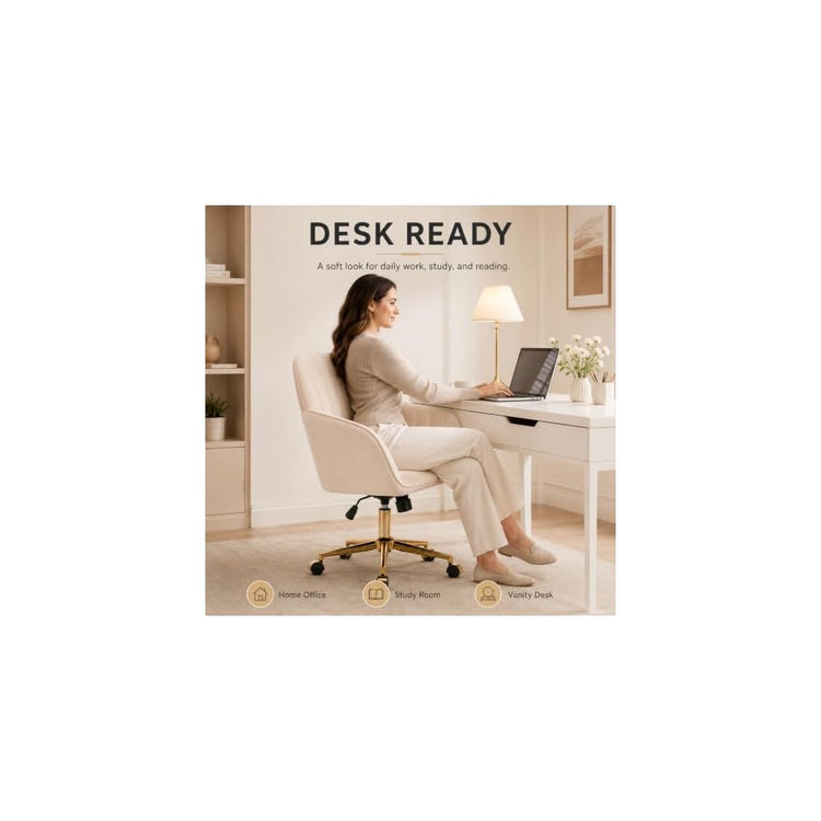 TY Velvet Office Chair, Adjustable Swivel Desk Chair with Arms