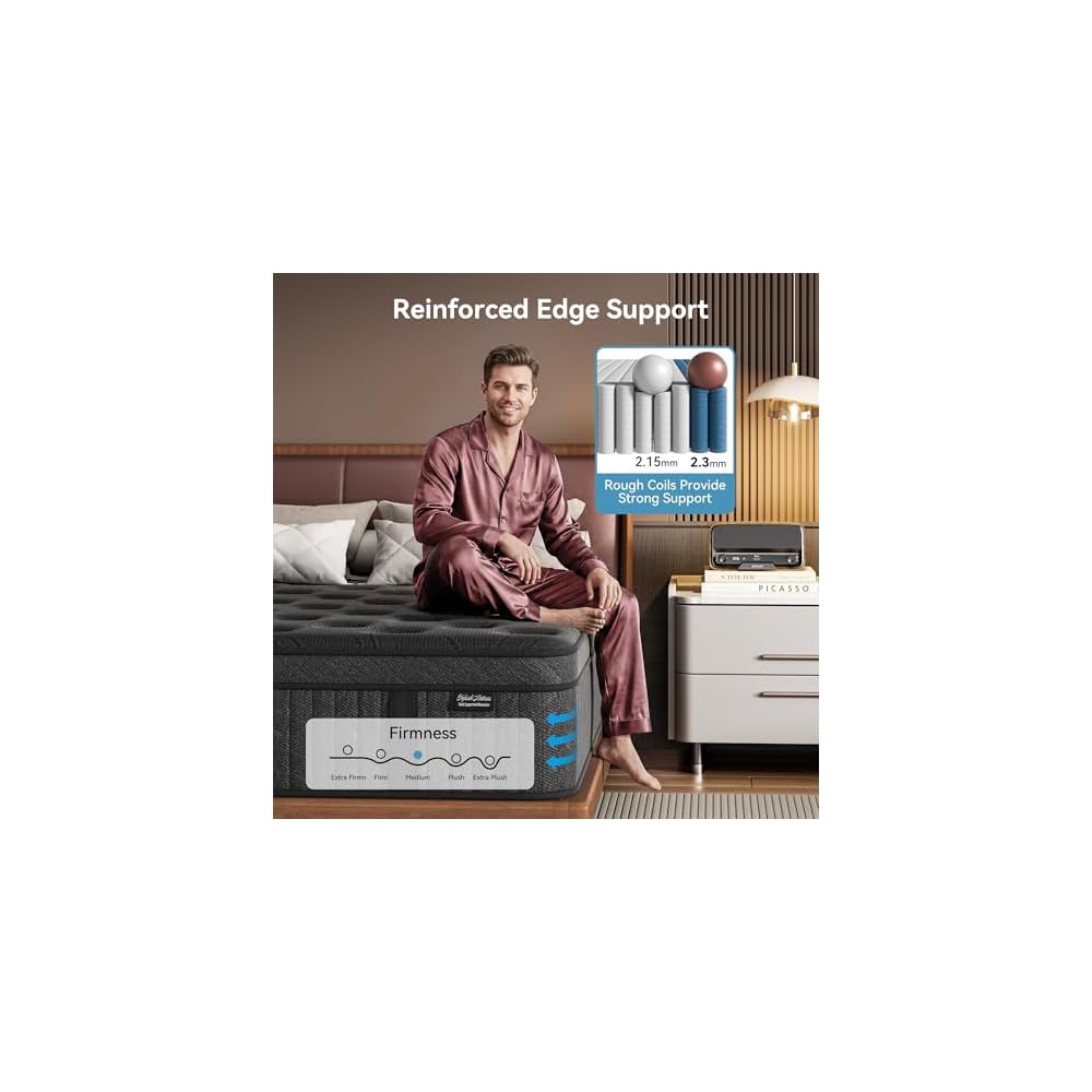Full Mattress 12 Inch, Hybrid Spring Mattress, Medium Firm