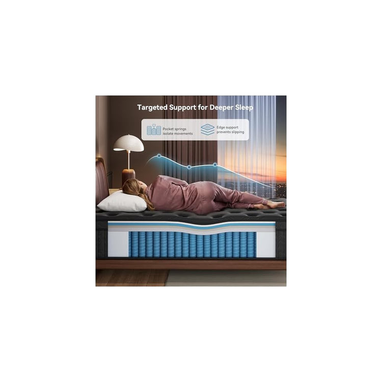 Full Mattress 12 Inch, Hybrid Spring Mattress, Medium Firm